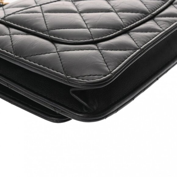 CHANEL 2.55 Matelasse Embroidered Chain Wallet Black/Noir - Picture 5 of 12